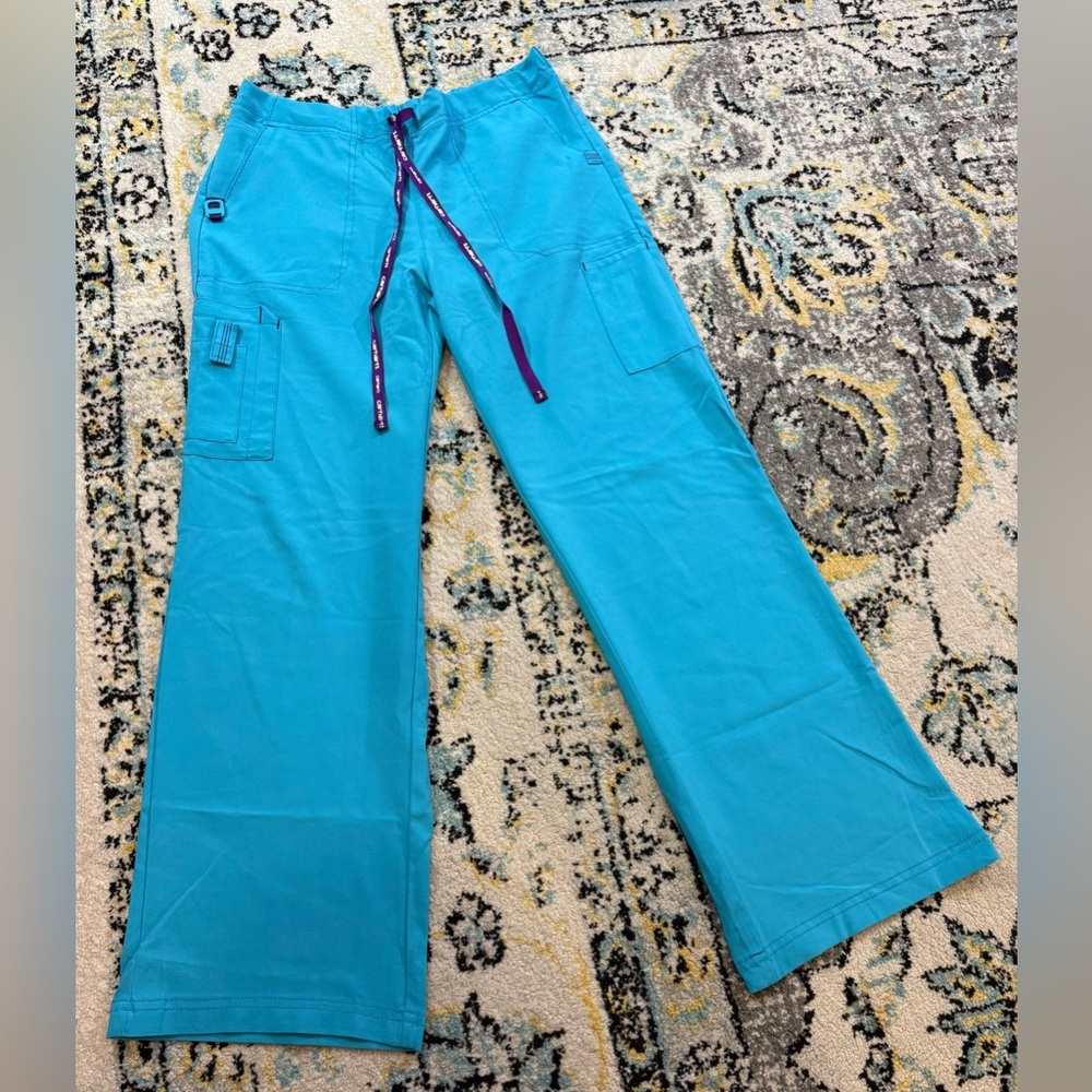 Carhartt Unisex Medical Scrub Pants Stretch Cargo Drawstring Teal Purple Reg Med